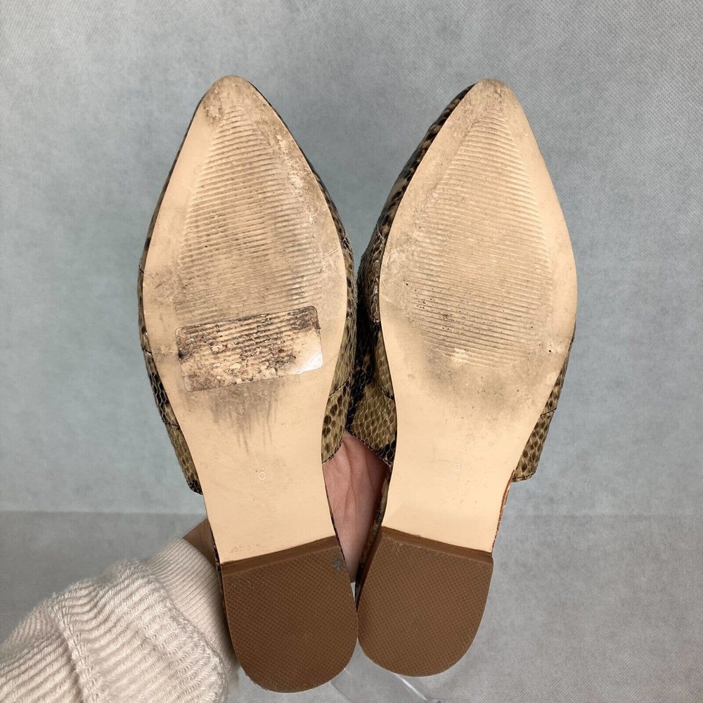 Matisse Slides Women Sz 6 Beige Snake Print Knotted Leather Mule Sandals - Picture 5 of 5